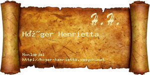 Höger Henrietta névjegykártya